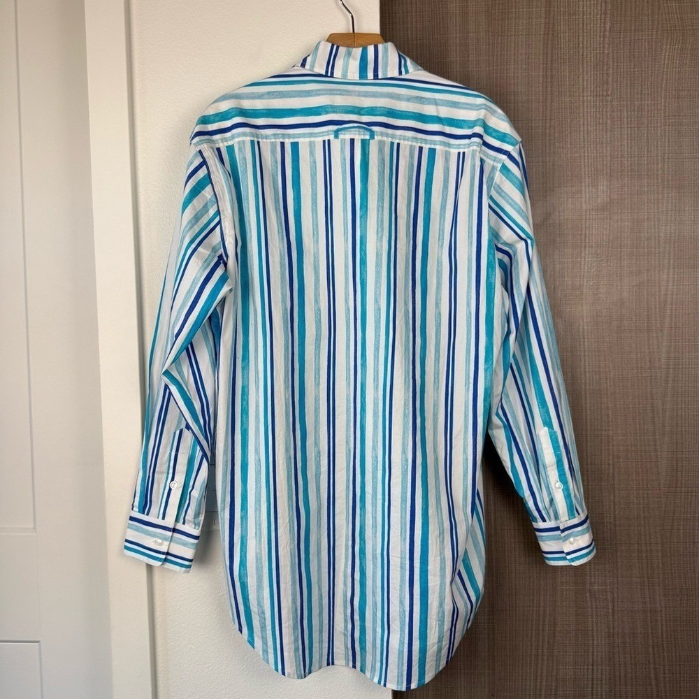 SOLID & STRIPED Mixed Blue Striped Button Down Shirt Oversized Size Small‎ - Picture 8 of 12